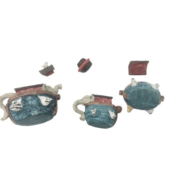 Noah's Ark Mini Tea Set Vintage 11 piece set for doll house or fairy garden - Picture 9 of 12